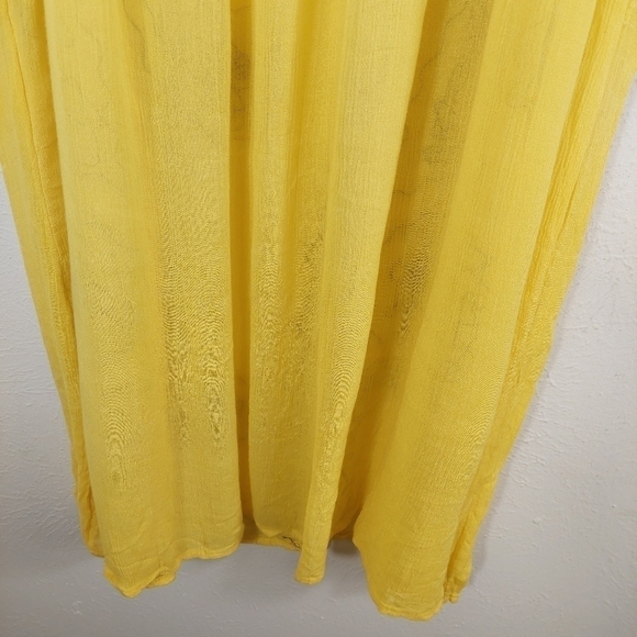 Sunflower Yellow Sleeveless Gauze Maxi Dress Free Size Floral Embroidered Sequin - Picture 11 of 13
